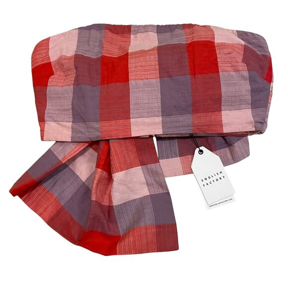 ENGLISH FACTORY Plaid Bandeau Corset Top | Dramatic Ties, M Cottagecore, NWT - Picture 1 of 7